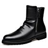 Bottines en cuir noir pour hommes, chaussures décontractées à la mode, en laine et coton, chaudes, grande taille, à plateforme, nouvelle collection automne hiver