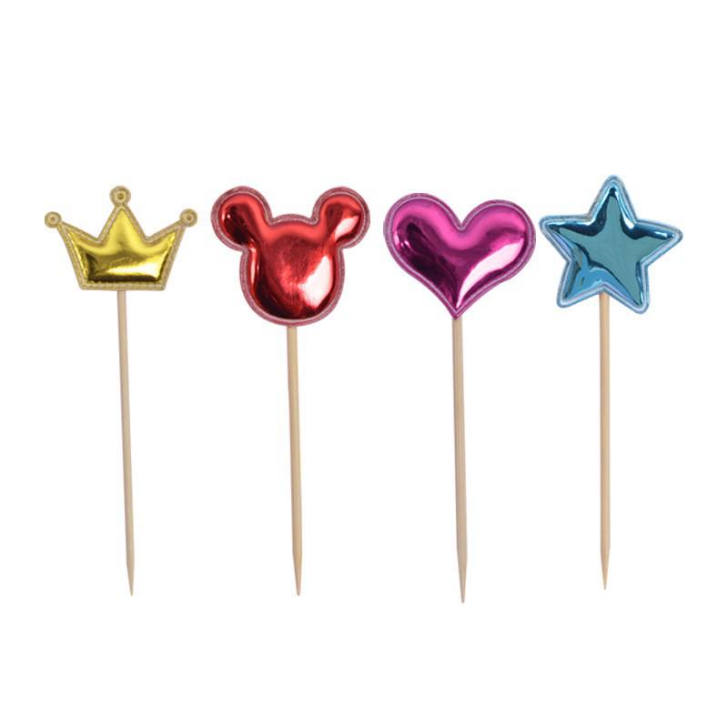 Peach Heart, Star, Snowflake, and Crown Cake Decoration Toppers for Birthdays