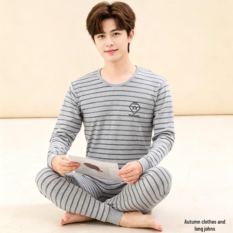 Children's Cotton Wool Thermal Long Johns Set for Boys & Teens - Medium to Large Sizes, Autumn