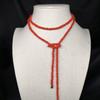Lange Statement Kette mit künstlichen Kristallperlen, Vintage-inspiriert, leicht, mehrlagige Halskette, handgefertigtes Accessoire