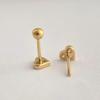 S925 Sterling Silver 14K Gold-Plated Heart Zircon Ear Cartilage Stud, Safe for Bathing and Sleeping