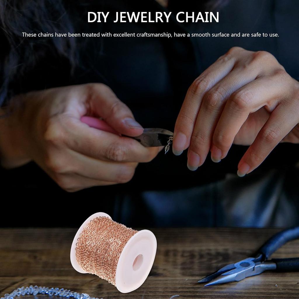 TEHAUX 1 Roll DIY Copper Chain Chains for Jewelry Making Earrings Anklets Connector Extender Copper Necklace Charm Holder for Necklace Jewelry