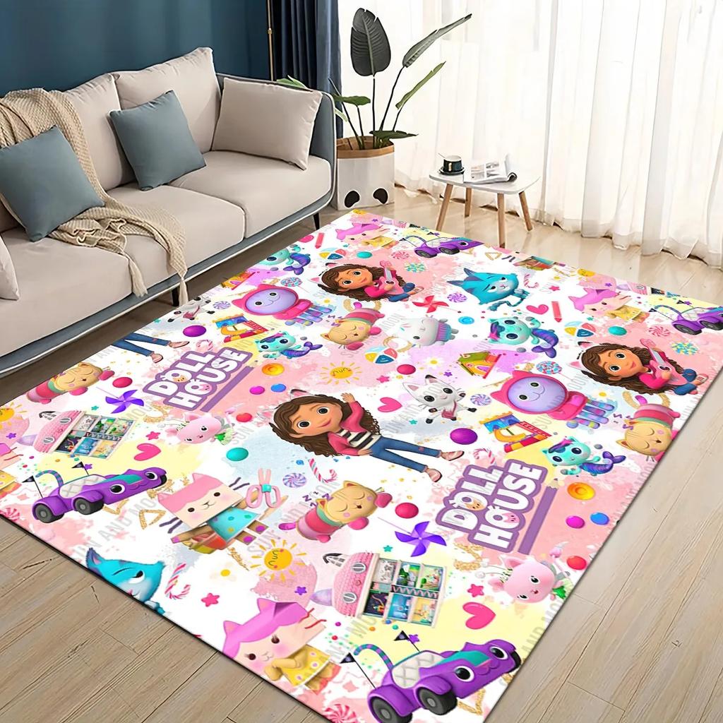 2025 New Style Gabbys Dollhouse Cartoon Girl Gift Carpet Rug for Living Room Bedroom Home Sofa Decoration,kid Non-slip Floor Mat