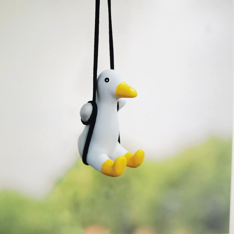

Swinging Duck Car Pendant & Air Freshener: Rearview Mirror Hanging Ornament for Interior Decoration