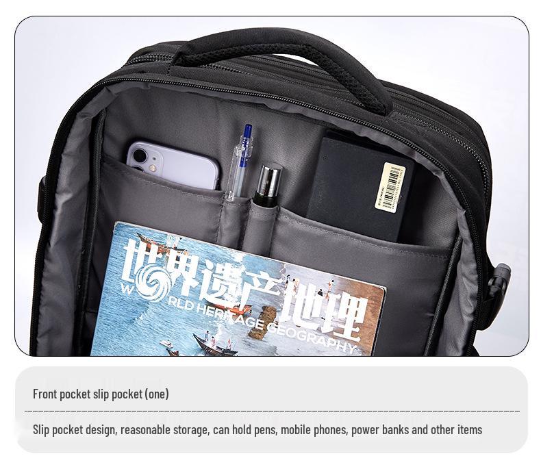 Men's Leather Business Travel Backpack with Laptop Compartment and Wet/Dry Separation