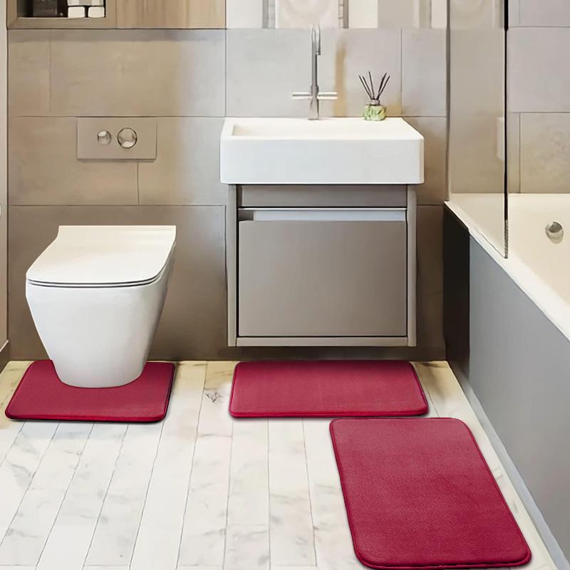Non-Slip, Absorbent, Dirt-Resistant Bathroom Mats - Simple Style Flannel Floor Mats