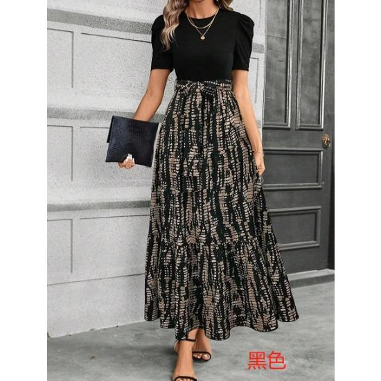 Women's Floral Print High Waist Fashion Elegant Temperament Dress