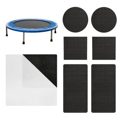 Kit de reparo de remendo de trampolim 6 peças/conjunto, adesivos redondos, quadrados e retangulares para reparar furos e rasgos em tapete de trampolim