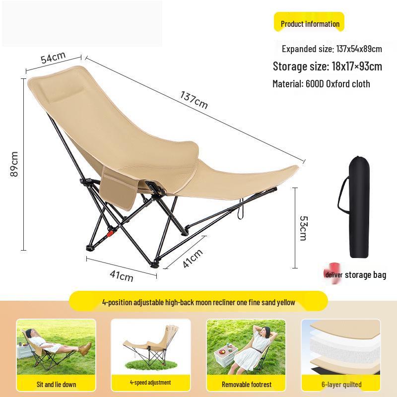 Adjustable Outdoor Folding Recliner Chair with Leg Rest – Four-Speed Moon Chair