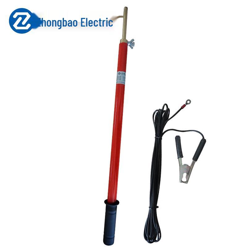 Telescopic High Voltage Discharge Rod with Grounding Clamp