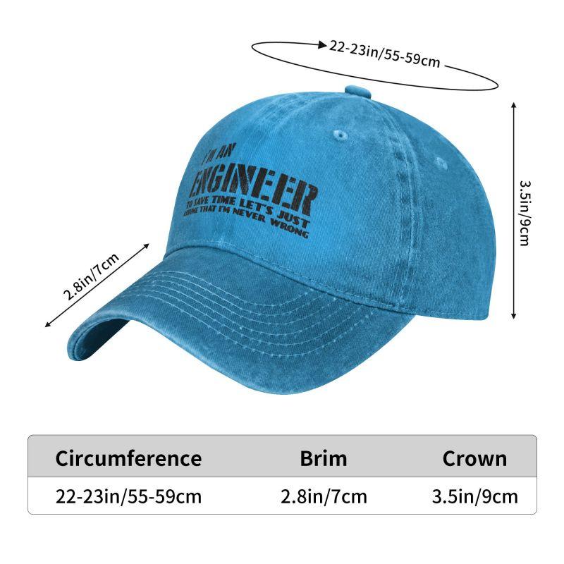 Fashion Cotton I'm An Engineer I'm Never Wrong Baseball Cap for Women Unisex Breathable Funny Engineering Quote Dad Hat Performance