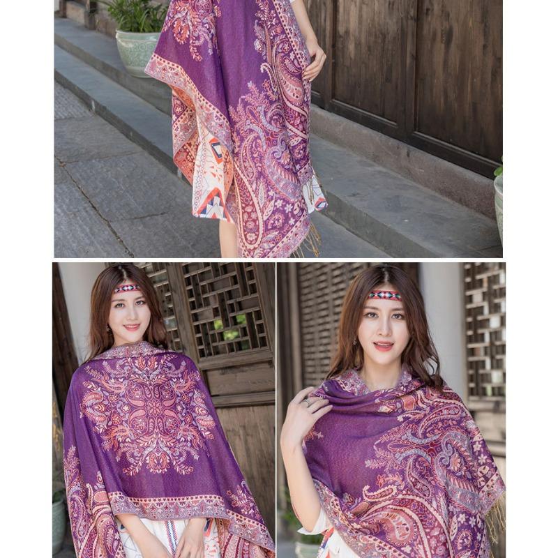Women S Ethnic Jacquard Paisley Travel Scarf Thick Long Air Conditioning Shawl