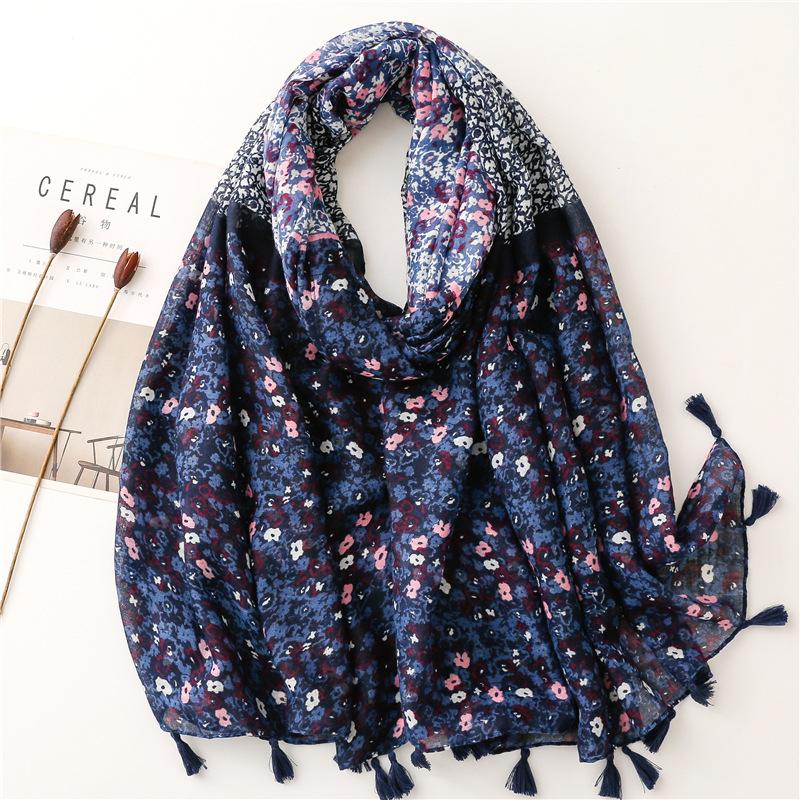 Women Spain Fashion Viscose Scarf Lovely Sunflower Tassel Shawl Wrap Neck Pashmina Stole Winter Foulard Bufandas Muslim Hijab