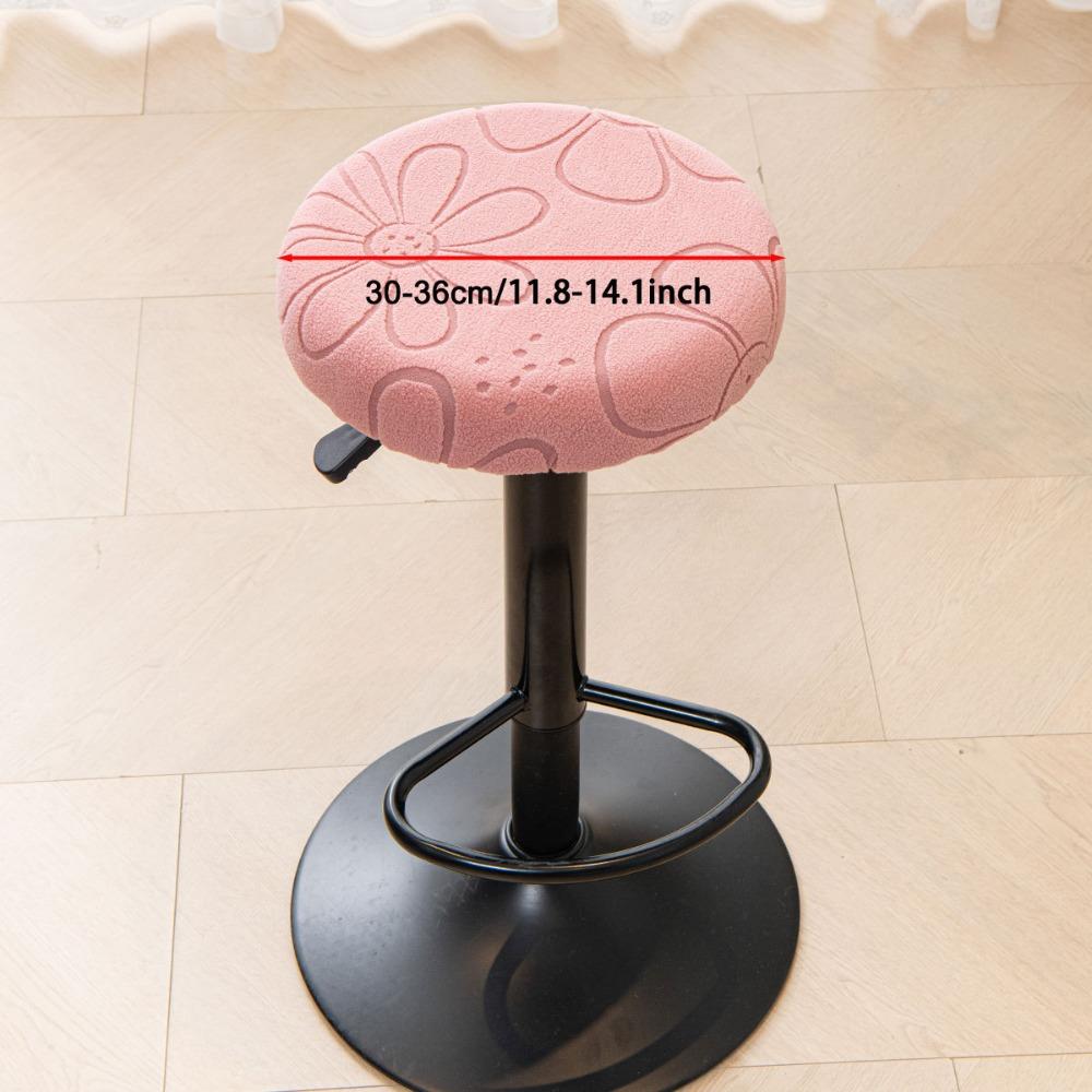 Jacquard Bar Round Stool Cover Thickened Elastic Seat Chair Slipcover Washable Stretchable Stool Cushion Cover for All Seasons