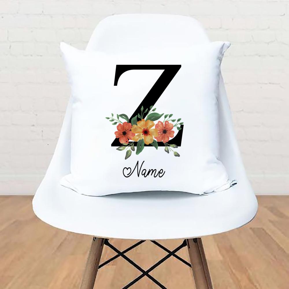 

Персонализированная подушка с именем, цветком и буквой, мягкая наволочка для комнаты с алфавитом, украшение для спальни, подарки на новоселье и день рождения