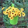 Metal Hanging Planter Flower Pot with Drain Hole Detachable Hook Railing Plant Pot for Balcony Garden Fence
