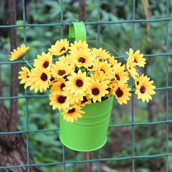 Metal Hanging Planter Flower Pot with Drain Hole Detachable Hook Railing Plant Pot for Balcony Garden Fence