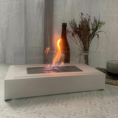 1pc, Rectangular Desktop Alcohol Real Fire Fireplace Light, BBQ Fireplace, Portable Outdoor Metal Alcohol Fireplace Light Yard Atmosphere Fireplace
