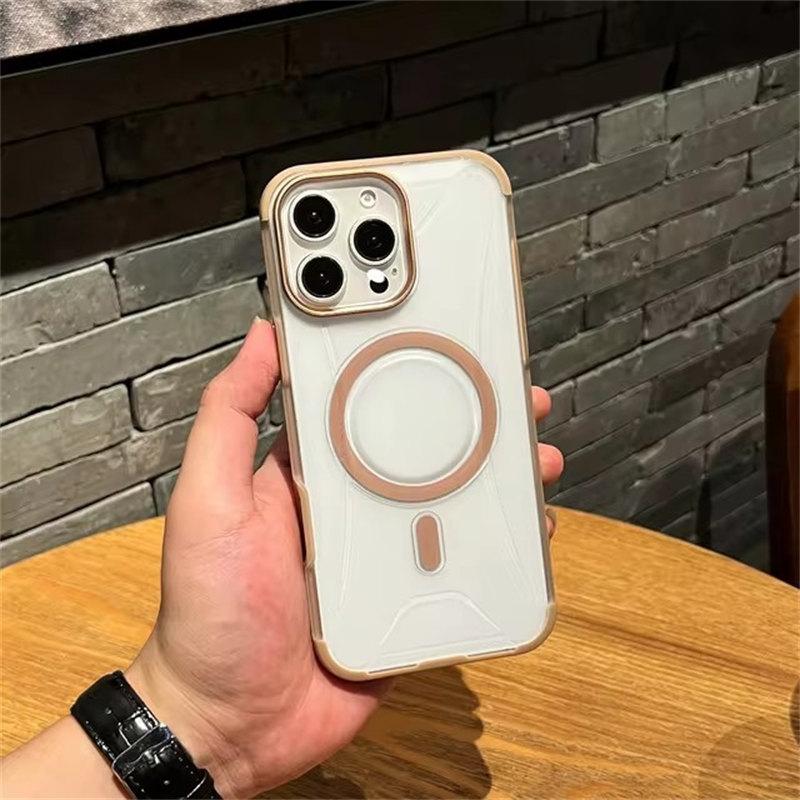 Luxurious Titanium Color Magnetic Phone Case For Iphone 16 Plus 16 15 14 13 Pro Max Premium Anti-drop and Anti-Collision Phone Case