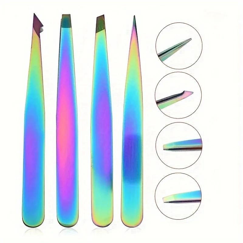 Stainless Steel Colorful Precision Eyebrow Tweezers - Professional Hair Plucking & Trimming Tool for Perfect Brow Shaping