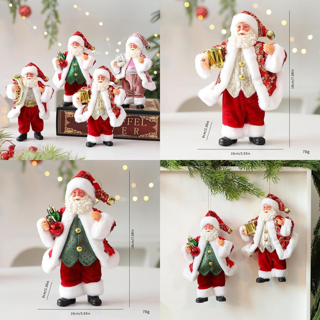Cute Santa Claus Ornament With Musical Instruments Christmas Decoration Props For Holiday Decor And Window Display