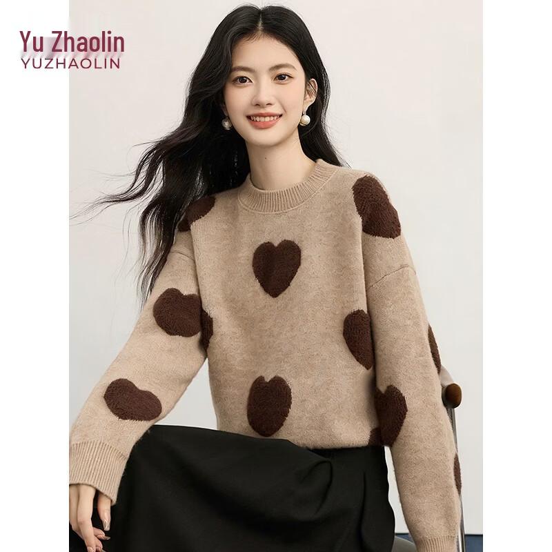 YUZHAOLIN Women s Autumn/Winter Heart Pattern Thick Knit Sweater L