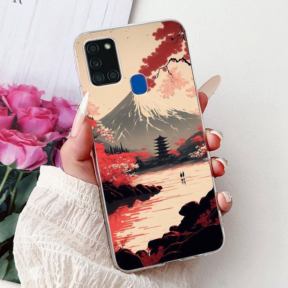 For Samsung A21s Case Cover Clear Fashion Luxury Cute Painted Back Cover For Samsung Galaxy A21s Phone Case A217F A217M A217N