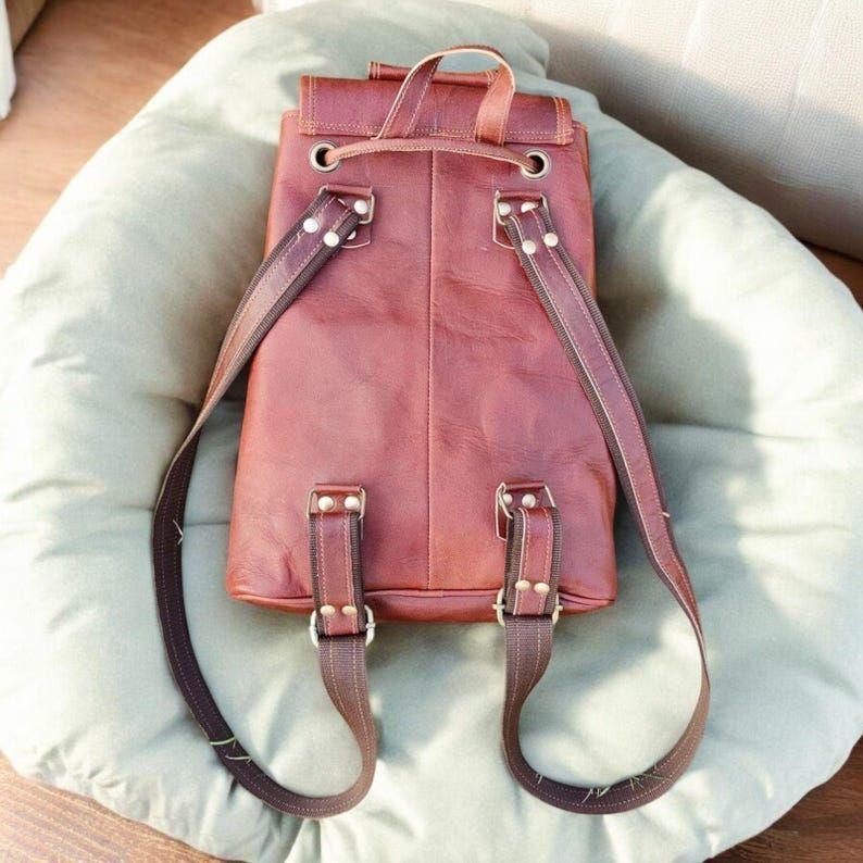 Leather Mini Backpack, Travel Backpack, Brown Leather Laptop Bag, Gift for Him Her, Handmade Unisex Daypack, Back to School