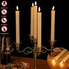 6Pcs/Set LED Flickering Taper Candles Battery Operated Flameless Long Candles with Timer & 10-Key Remote for Wedding Party Home Decor
