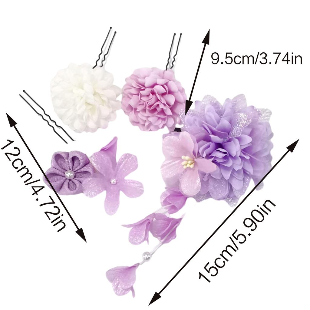 Flower Hairpins with Daisy Accessories for Women Girls Floral Japonism for Tsumami Headpieces Hair Jewelry