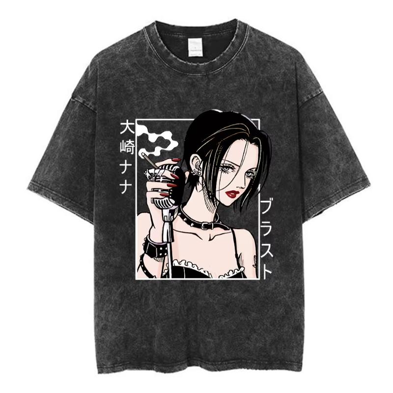 Nana Osaki Japanese Anime Vintage Washed T-shirt Men's Women Clothing Harajuku Short Sleeve T-shirts Casual T Shirts