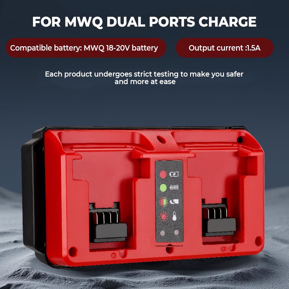 NEW Portable Dual Ports Charger For Milwaukee 18V-20V Lithium Battery Rechargeable 48-11-1815 48-11-1820 48-11-1830 Fast Charger