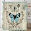 Vackra fjäril Vattentäta tygduschdraperier 3D-tryck Badgardin för badrum Badkarsdekoration med krokar