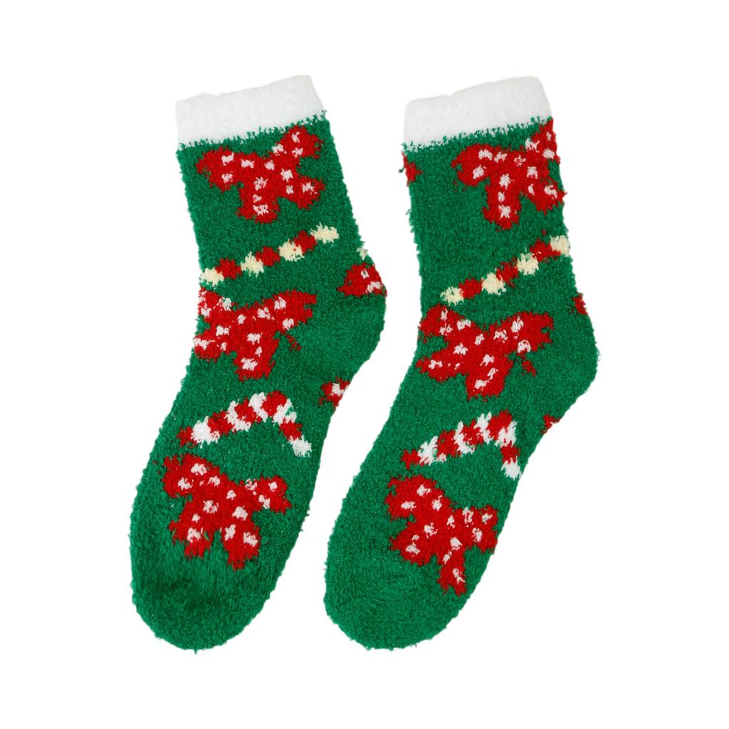 Dámské vánoční ponožky, Dámské kreslené vánoční ponožky, Podlahové ponožky z korálového sametu, Spací ponožky