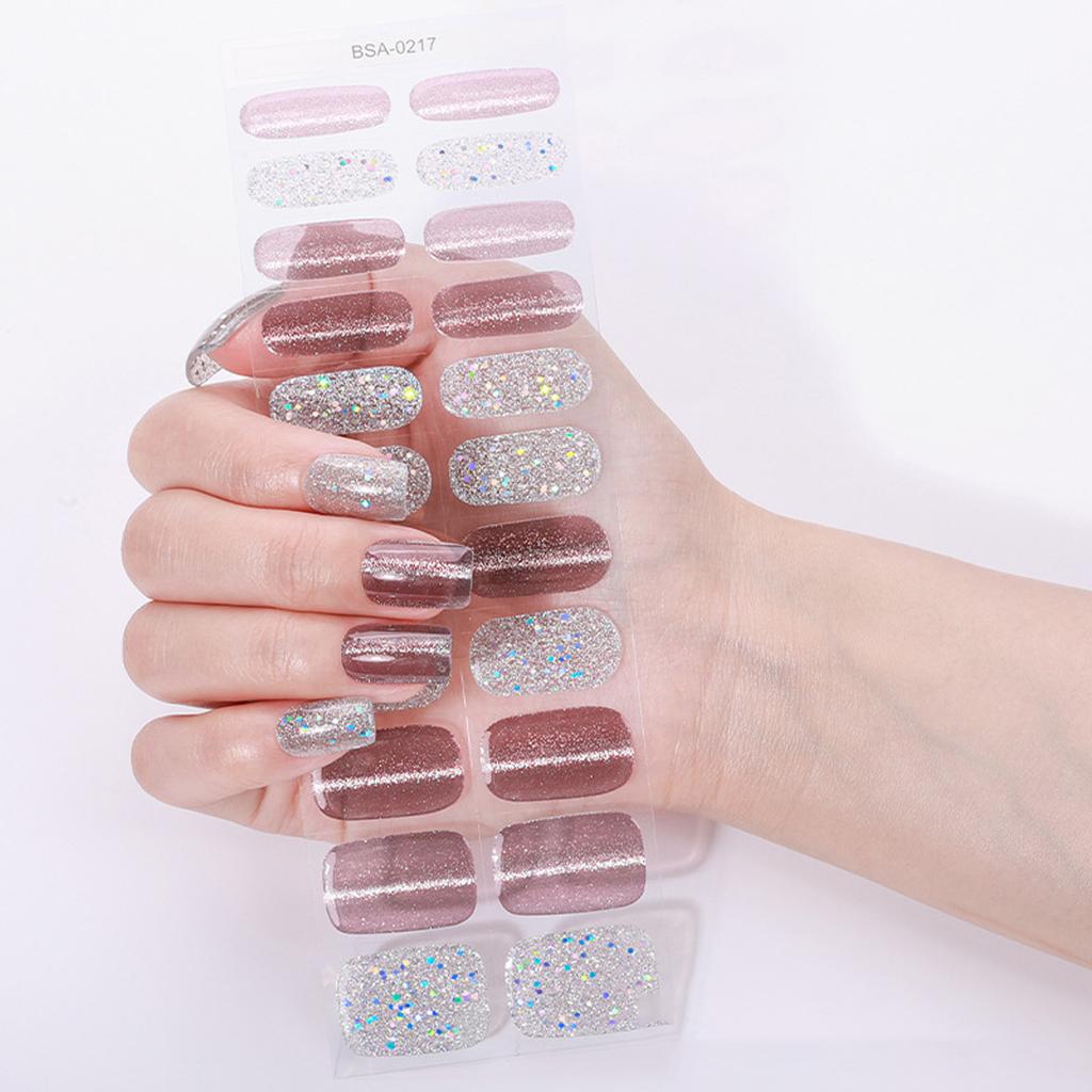 Gel Nail Stickers Full Cover Self Adhesive French Manicure Strips Quick Apply No UV Light Required Salon Quality