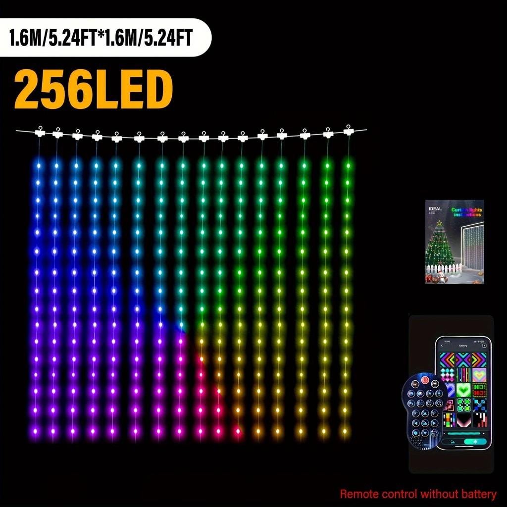 400LEDs Smart Curtain Lights Bluetooth App Control DIY LED Light String Window Bedroom Decor Music Sync RGB Fairy Lights