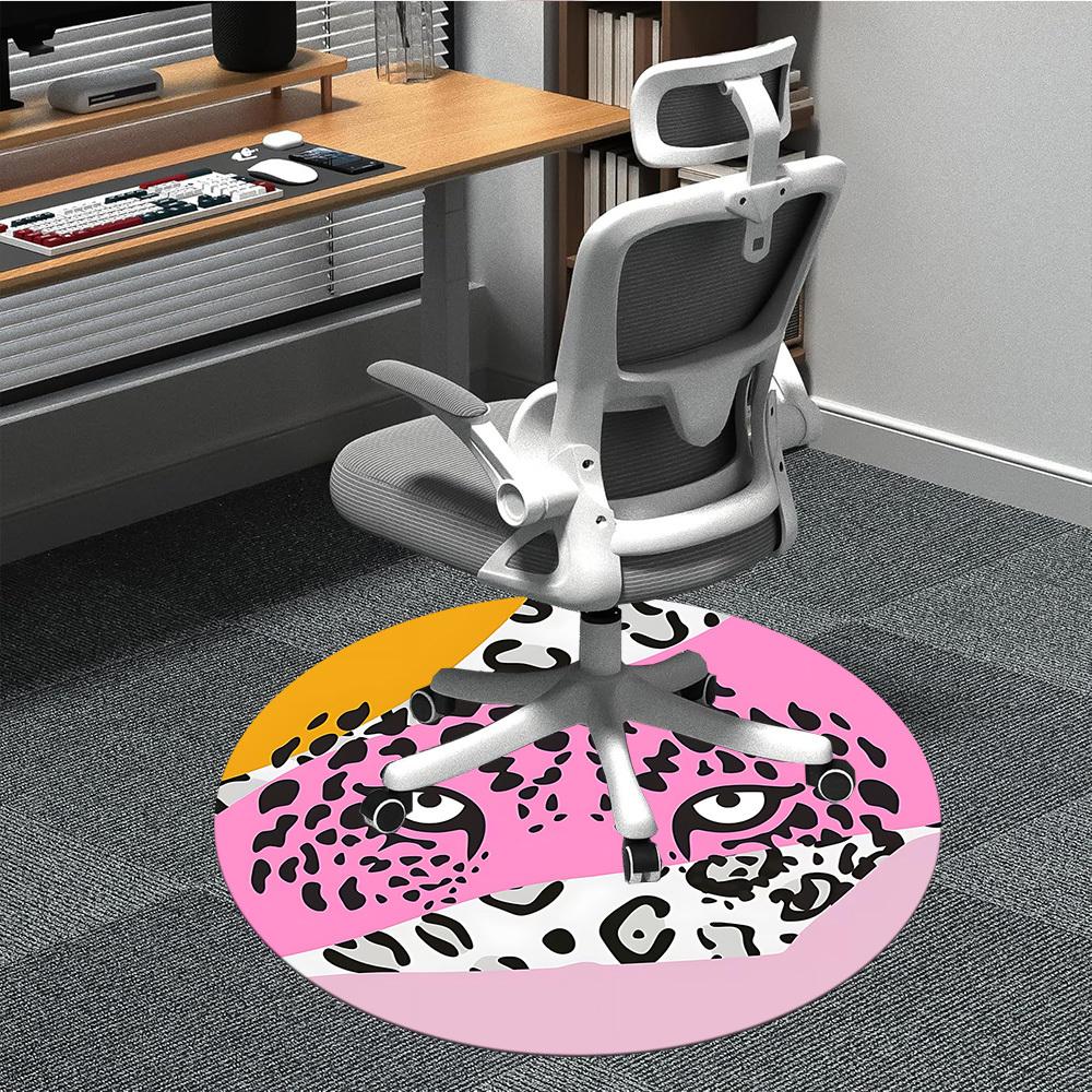 1pc Leopard Print Office Round Rug, Non-slip, Soft and Durable Office Rug for Interior Decoration, Perfect for Office, Beautiful Decoration yy26032306