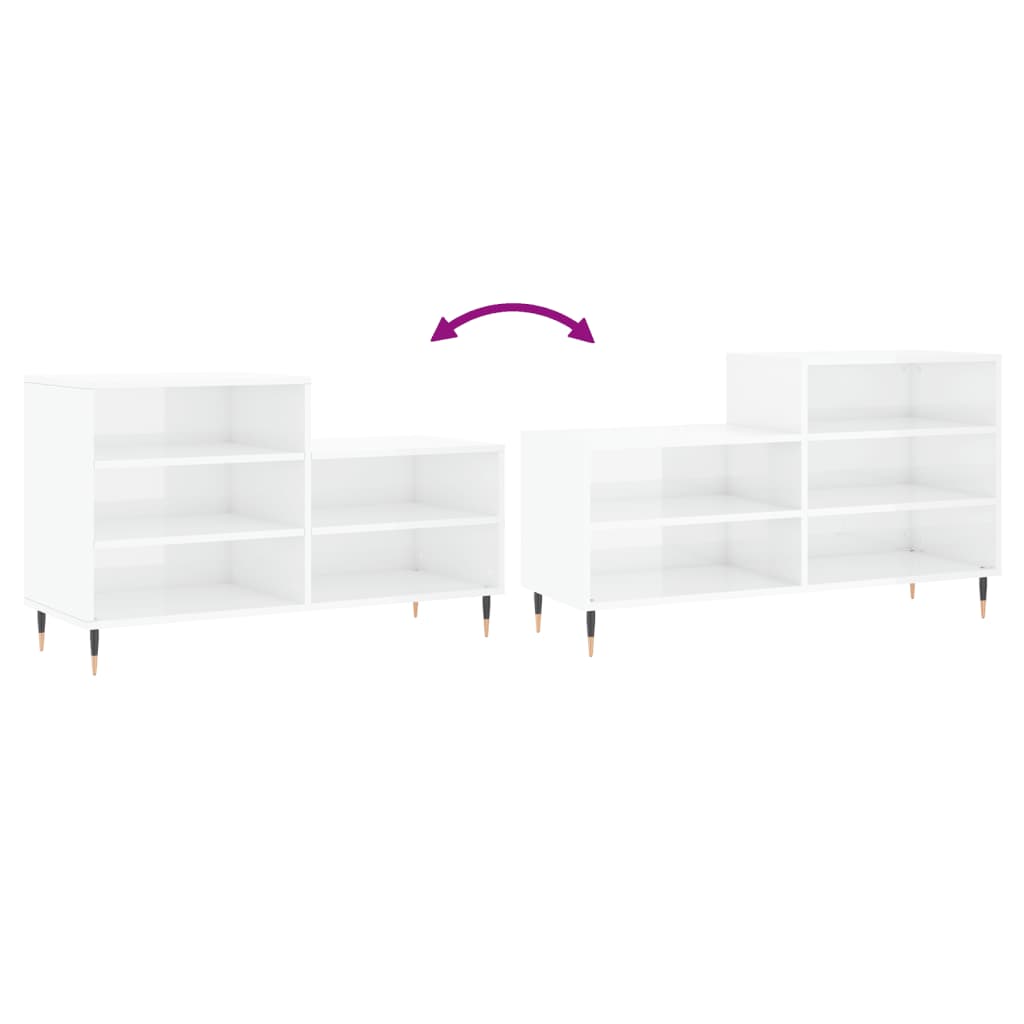Shoe Rack High Gloss White 102 x 36 x 60 cm Engineered Wood