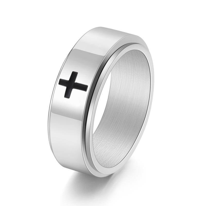 

2026 Cross Men s Ring Can Be Freely Rotated Ladies Jesus Christian Stainless Steel Engagement Couple Jewelry Anniversary Gift 6 серебряный
