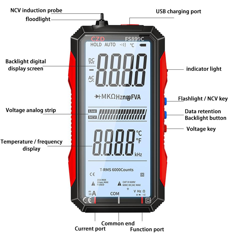 Digital Multimeter Tester Auto Range Portable Auto Electrical Capacitance Meter Multimeters Measurement Analysis Instruments
