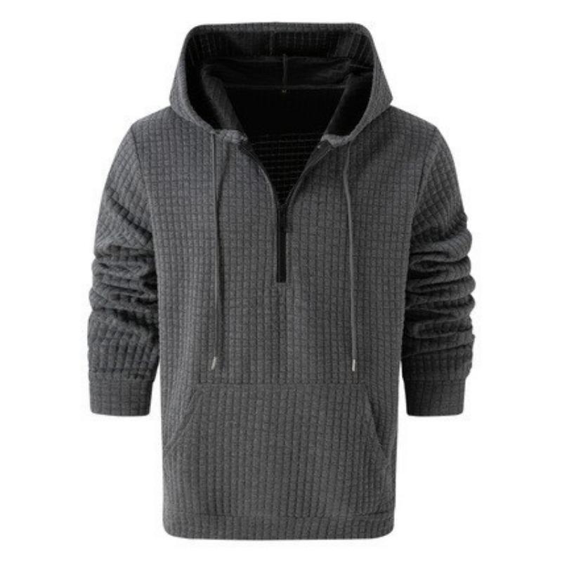 Men S Hooded Sweatshirt Plaid Casual Loose Fit Long Sleeve Pullover