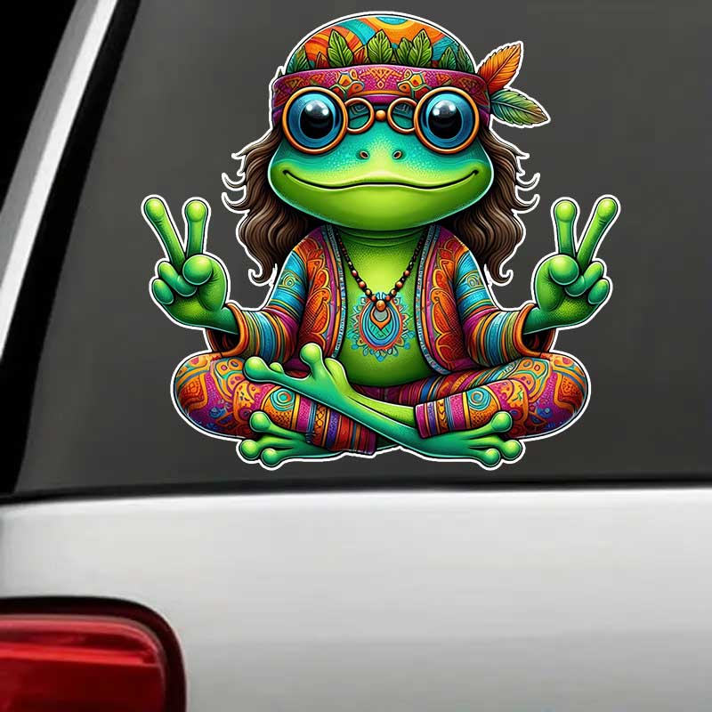 Hippie Frog Car Stickers Waterproof Vinyl Decals Auto Body Window Bumper Decor Motorcycle Helmet Stickers Y12