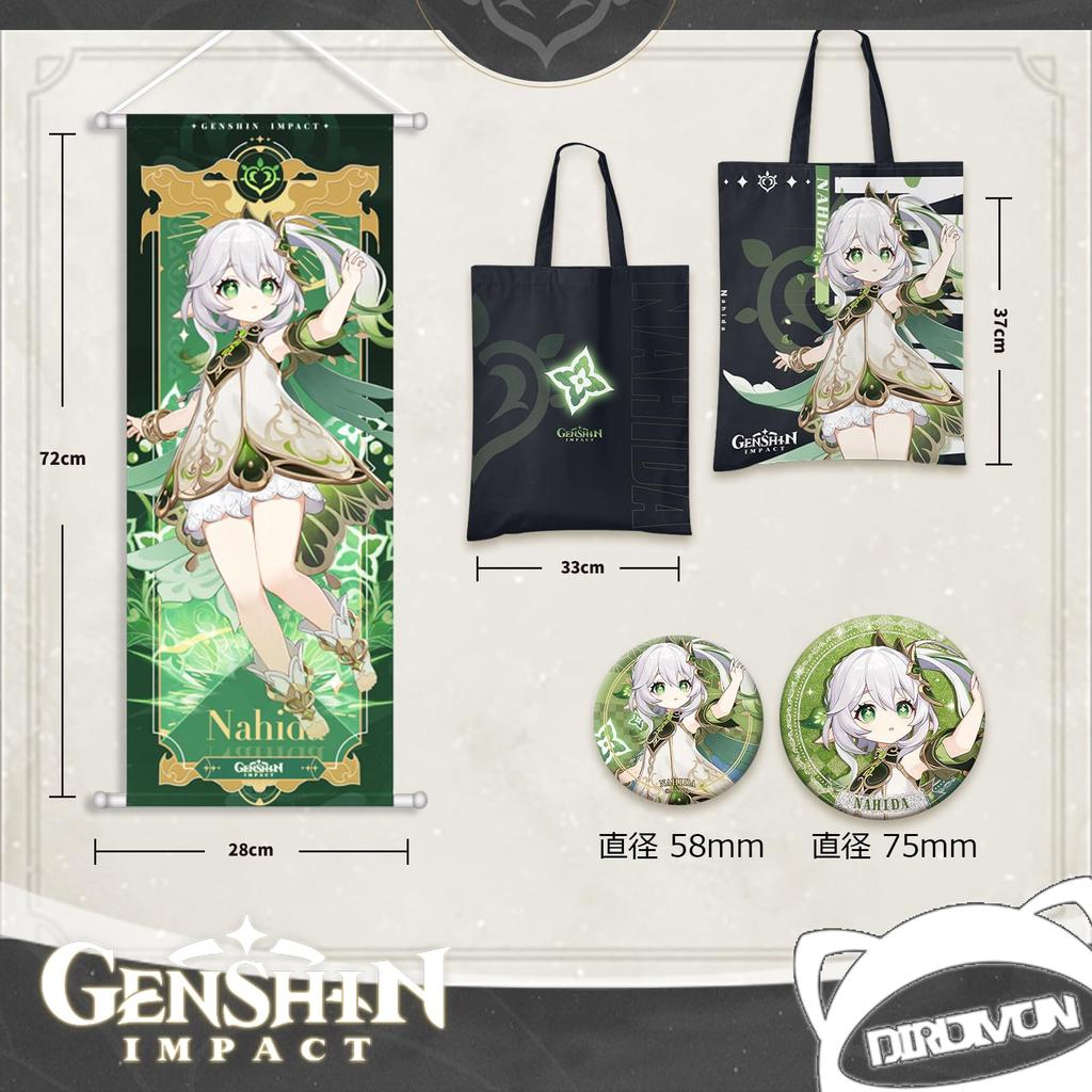 DIROLVON Genshin Impact Freena Goods Water God Lucky Bag Set Badge Acrylic Stand Wall Hanging Birthday Present Gift (Nahida)