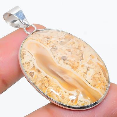 Natural Plume Root Jasper Gemstone 925 Sterling Silver Pendant 1.89" B9j02