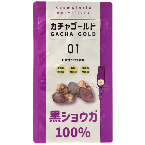 Gacha Gold 100% Black Ginger Supplement, 90 capsules x 250mg = 22.5g, Made in Japan, Vegetable Capsules, Chuo Create Health Food Division