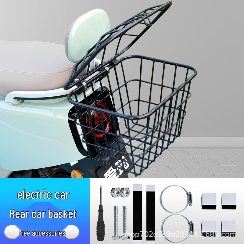 Electric Vehicle Rear Storage Basket for Helmets and Groceries