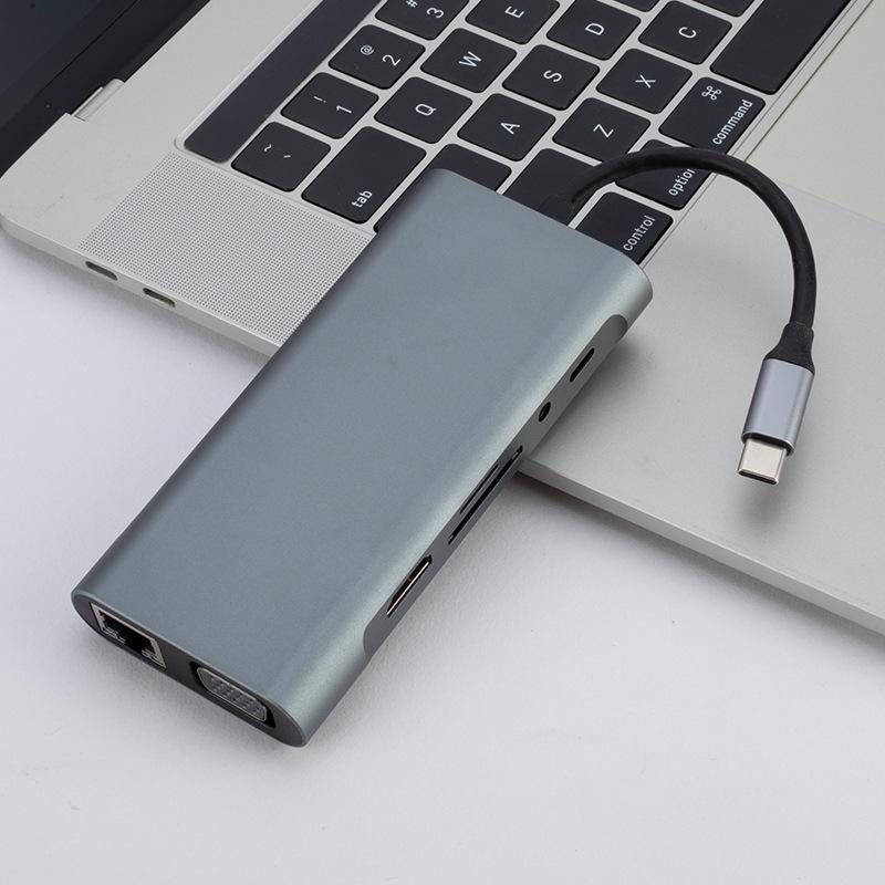 Type C to HDMI Laptop Dock with VGA, Gigabit Ethernet, USB 3.0, and SD/TF Card Reader