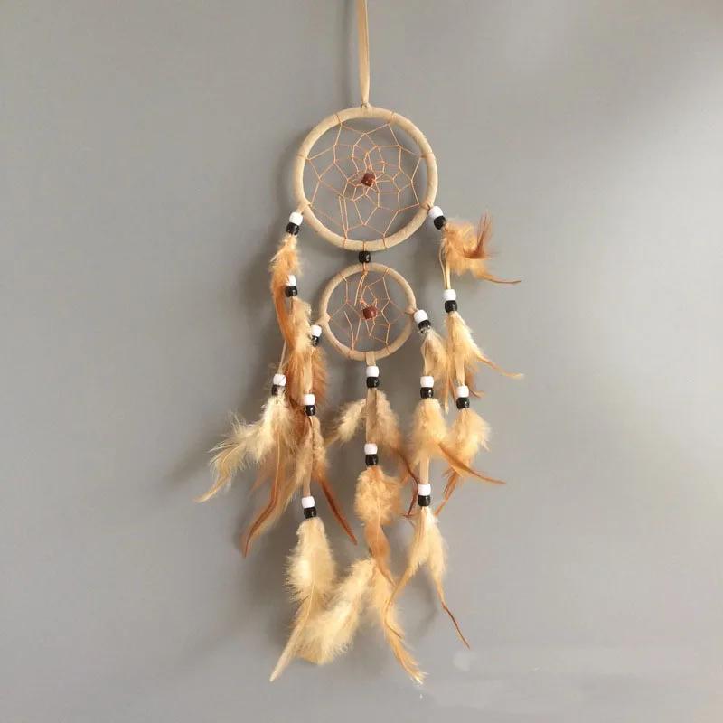 Vintage Home Decoration Retro Feather Dream Catcher Circular Feathers Wall Hanging Dreamcatchers Decor for Car