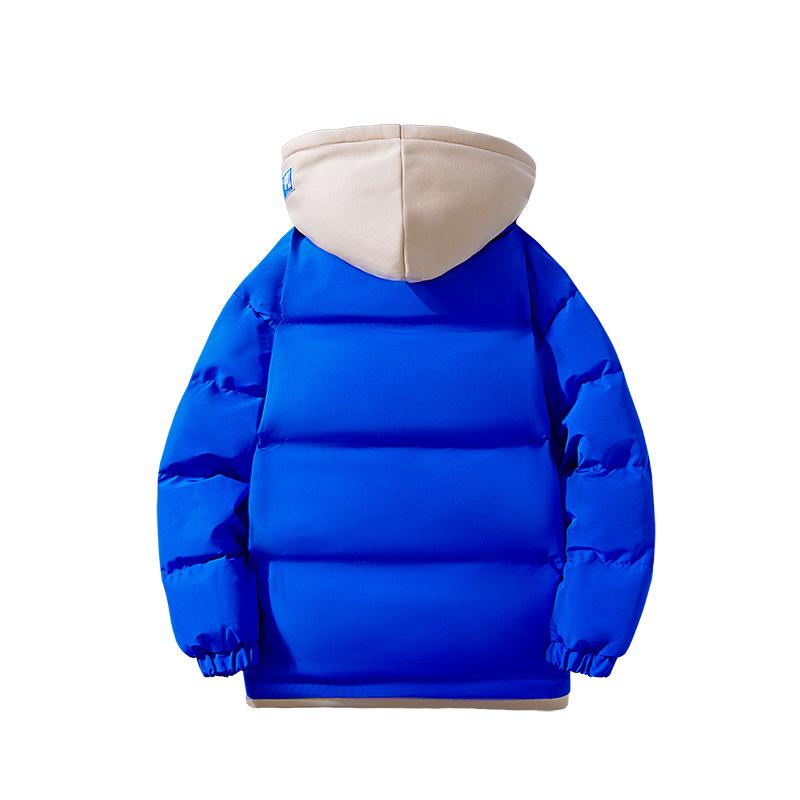 New Winter Style Men's Fake Two-piece Hooded Cotton Coat Student Loose Thickened Warm