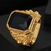 Vintage Carved Pattern Domineering Mens Rings Black Square Zircon Gold Tone Personality Fashion Jewelry Accessories